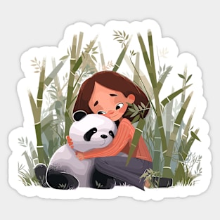 Cute Giant Panda Animal Loving Cuddle Embrace Children Kid Tenderness Sticker